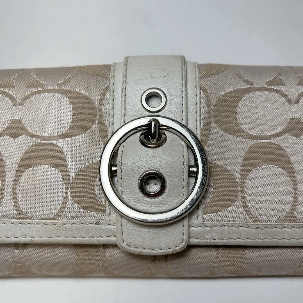 Coach Womens Canvas Folded Credit Card Tan Wallet